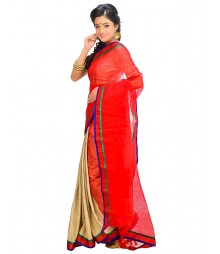 Red & Golden Self Design Ethnic Wear Fashion Saree DSCH040